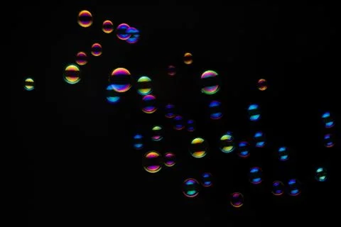 Soap Bubbles On A Black Background Foto stock