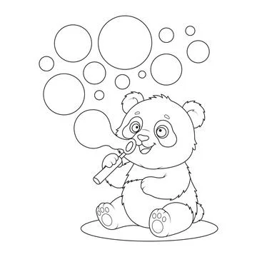 Soap bubbles blowing cute bear character playing wand floating round air pa.. 스톡 일러스트