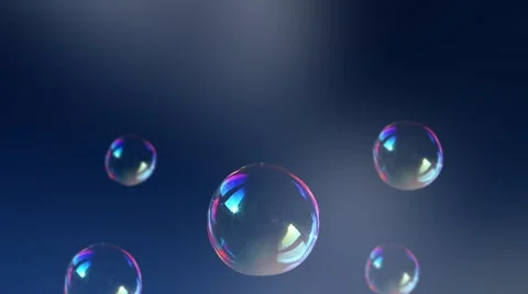 Soap bubbles on a blue background Stock Footage 60808645