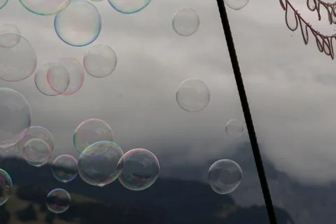Soap bubbles on bright background Stock Photos
