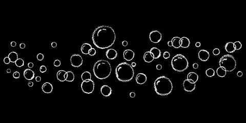 Soap bubbles in cartoon style. A foam sample with white pastel round shapes Stock Illustration