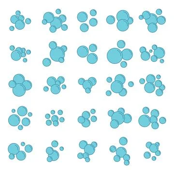 Soap bubbles cartoon vector collection. Underwater aquarium Stock Illustration