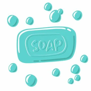 Soap with bubbles. Cartoon vector illustration. Hand drawn, sketch style Stock Illustration