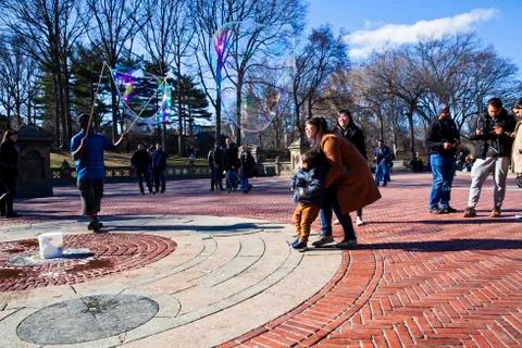 Soap bubbles at Central Park NYC, USA. cityscapes Stock Photos