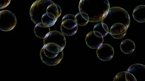 Soap bubbles in dark background loop animation Stock Footage 303345682