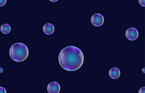 Soap bubbles on dark background.Pattern. vector Stock Illustration