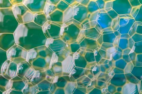 Soap bubbles extreme closeup creating multi layered pattern Stock Photos