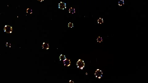 Soap Bubbles Falling Over Black Background 2 Видео 163231429