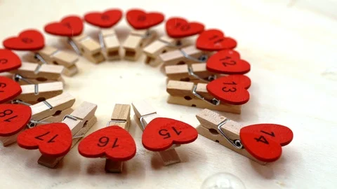 Soap bubbles falling on red heart shape calendar, Valentine's Day celebration Stock Footage 123706119