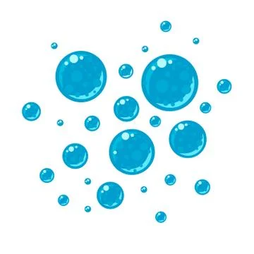 Soap bubbles in flat style isolated on white background. Stock Illustration