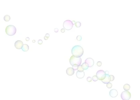 Soap bubbles flew randomly on a white background. Vector Stock Illustration