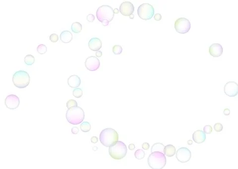 Soap bubbles flew randomly on a white background. Vector Stock Illustration