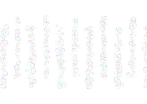 Soap bubbles flew randomly on a white background. Vector Stockillustratie