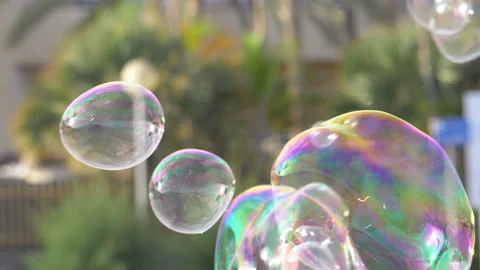 Soap bubbles floating in the air in slow motion 180fps Stock Footage 151084049