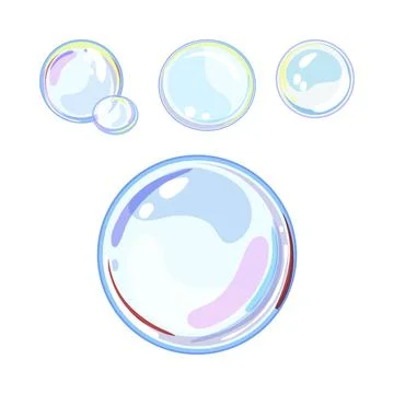 Soap bubbles floating and reflecting colorful light Stock Illustration
