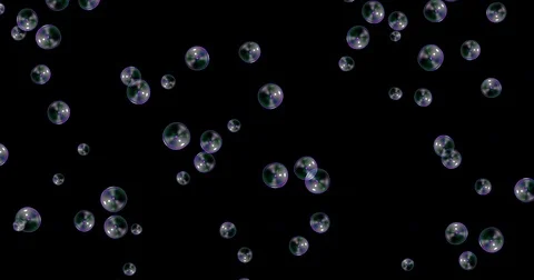 Soap bubbles floating on black background, bubble blower Stock-Footage 76866669