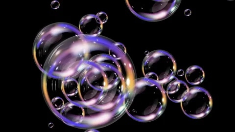 Soap Bubbles floating on black Stock Footage 346764426