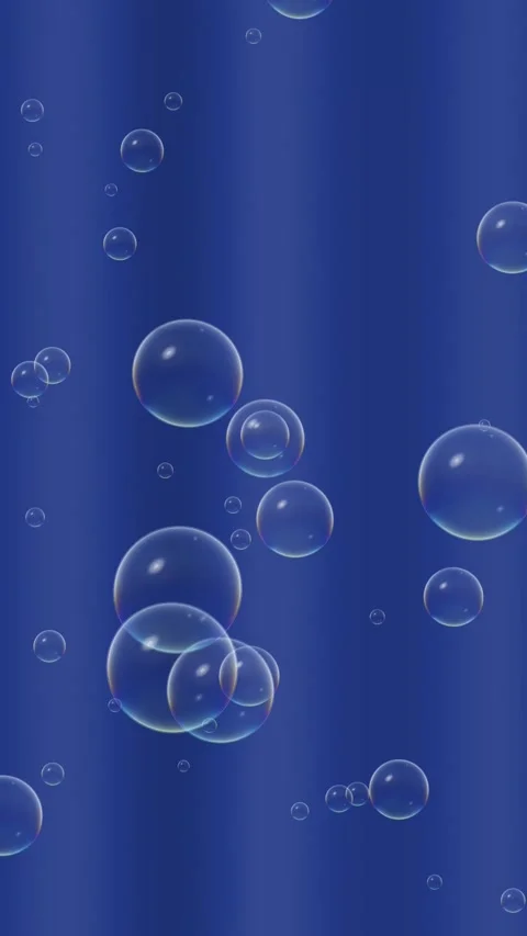 Soap Bubbles Floating on Blue Curtain Background Loop Stock-Footage 346116537