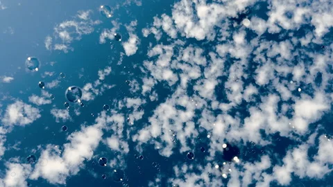 Soap Bubbles Floating Up into the Sky Stock-Footage 346817075