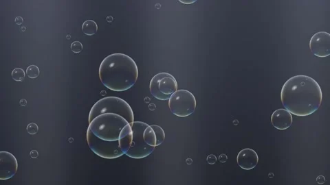 Soap Bubbles Floating Upward on Dark Background Loop Stock Footage 346569159