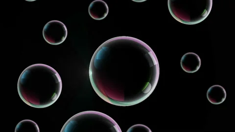 Soap bubbles fly up and burst. 4K Close Up loop animation. Stock Footage 90563260