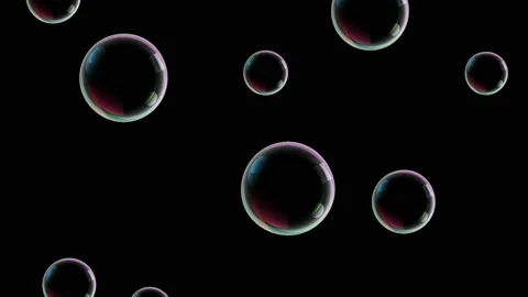Soap bubbles fly in from below fly up and away. Stock Footage 90564379