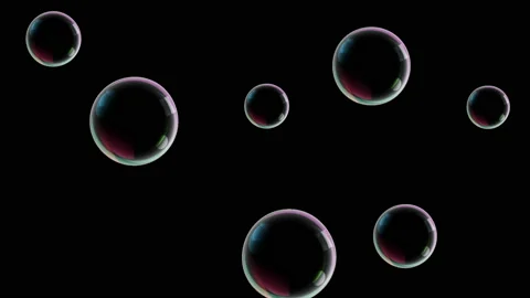 Soap bubbles fly in empty screen from below fly up and stop Stock Footage 90564844