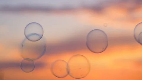 Soap Bubbles Fly In The Sky At A Romantic Scarlet Sunset Stock Footage 105739633
