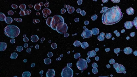 Soap bubbles fly straight up into the dark starry sky around the camera Stock Footage 246782862