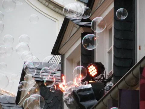 Soap bubbles flying Stock Photos