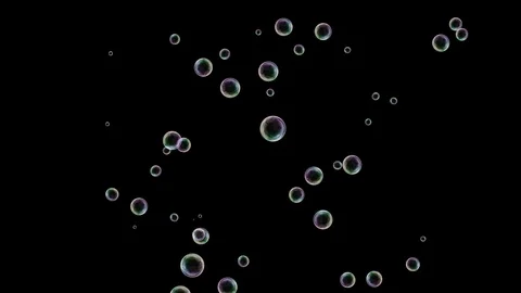 Soap Bubbles Flying Randomly with Alpha Channel / Loop Animation Stock Footage 129154397