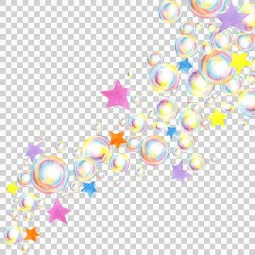Soap bubbles foam composition waves and stars in watercolor Stock Illustration