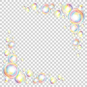 Soap bubbles frame corner watercolor Stock Illustration