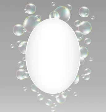 Soap bubbles with frame on grayscale Stock-Illustration