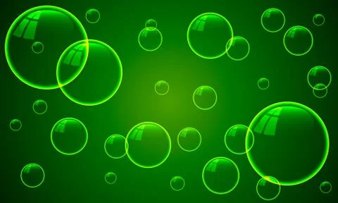 Soap bubbles on a green background Stock Illustration