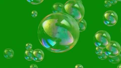 Soap bubbles with green screen background. 4K Stock Footage 239071013