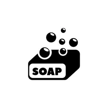 Soap with Bubbles, Hygiene Detergent. Flat Vector Icon illustration. Simple b 스톡 일러스트