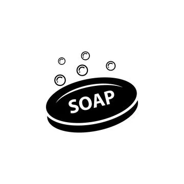 Soap with Bubbles, Hygiene Detergent Solid Flat Vector Icon Isolated on White Stock Illustration