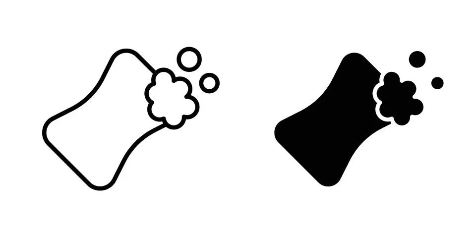 Soap with bubbles icon vector concepts, line and silhouette style Stock Illustration