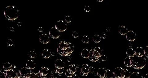 Soap bubbles isolated on black background, seamless loop 4k 3d render Stock Footage 102178105