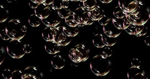 Soap bubbles isolated on black background, 4k 3d render Stock Footage 102427164
