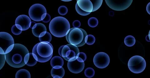 Soap bubbles isolated on black background, seamless loop 4k 3d render Stock Illustration