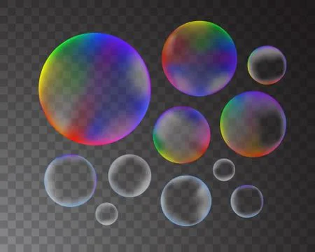 Soap bubbles isolated on transparent background set. Vector illustration Stock Illustration