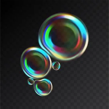Soap bubbles isolated on transparent background. Vector water foam bubbles. Stock Illustration