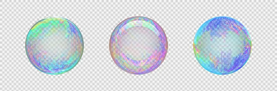 Soap bubbles isolated on transparent background. png Stock Illustration