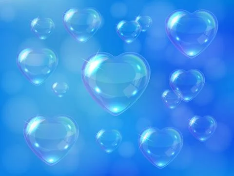 Soap bubbles made in the shape of a heart Stock Illustration