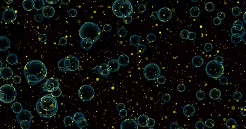 Soap Bubbles Moving in Particle-Rich Space Stock Footage 290245673