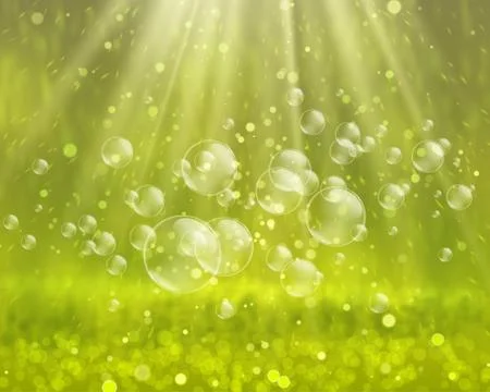 Soap bubbles on a nature background Stock Illustration