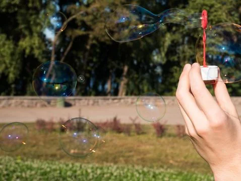 Soap bubbles in nature Stock Photos