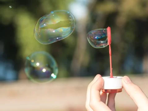 Soap bubbles in nature Stock Photos